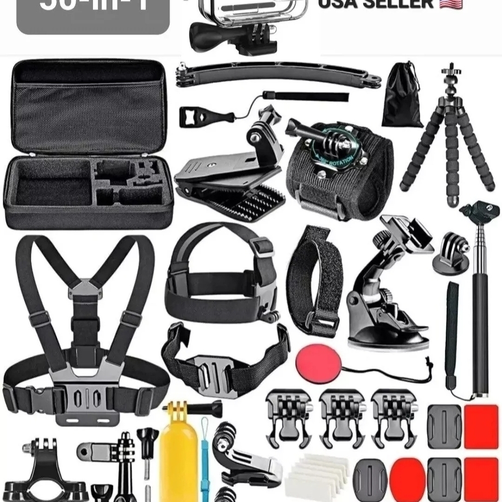 Action Camera Accessory Kit - Black and Red